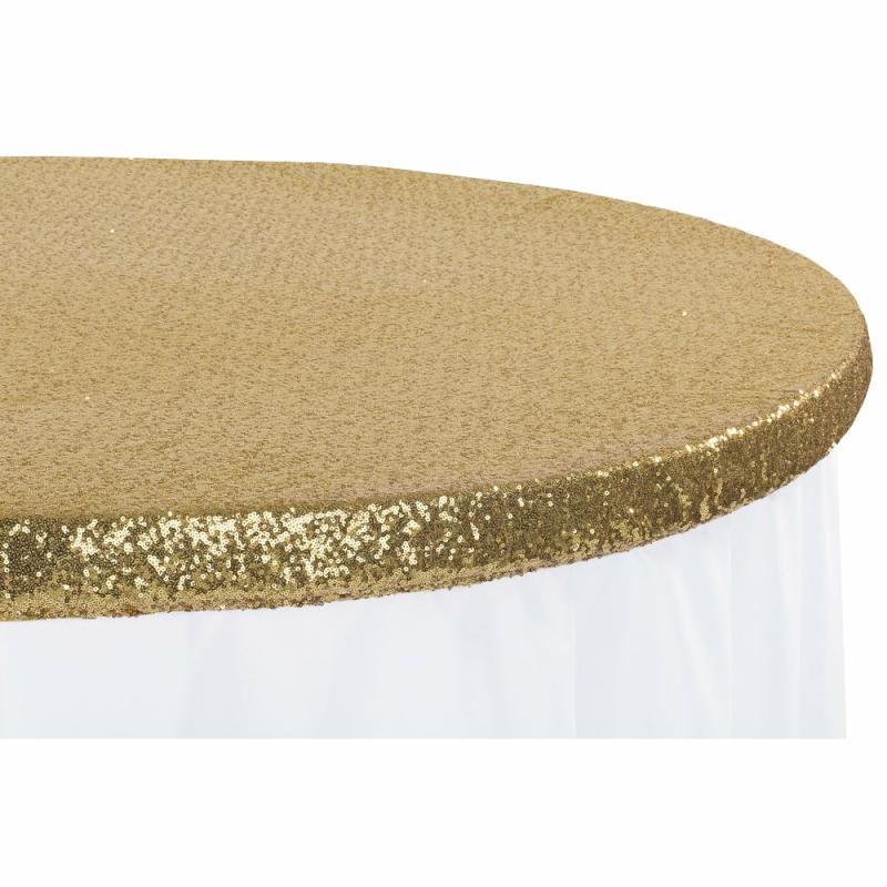 Table Overlay Toppers |   Glitz Sequin Table Topper/Cap 48" Round – Gold Table Linens & Table Skirts Gold