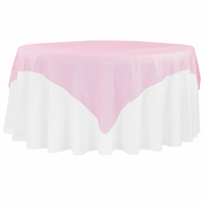 Table Overlay Toppers |   Organza 72" Square Table Overlay – Pink Table Linens & Table Skirts Pink