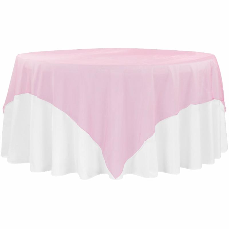 Table Overlay Toppers |   Organza 90"X90" Square Table Overlay – Pink Table Linens & Table Skirts Pink