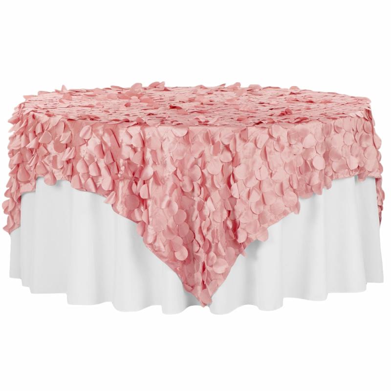 Table Overlay Toppers |   Petal Circle Taffeta 90"X90" Square Table Overlay – Dusty Rose/Mauve Table Linens & Table Skirts Dusty Rose,Mauve