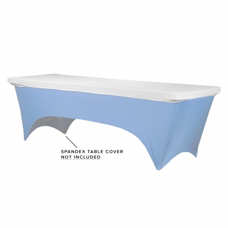 Table Overlay Toppers |   Spandex Table Topper/Cap 8 Ft Rectangular – White Table Linens & Table Skirts Table Overlay Toppers