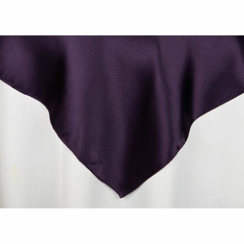 Table Overlay Toppers |   Square 54" Satin Table Overlay – Eggplant/Plum Table Linens & Table Skirts Eggplant,Plum