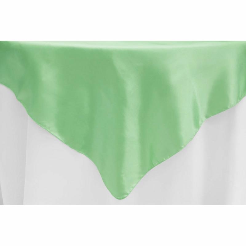 Table Overlay Toppers |   Square 54" Satin Table Overlay – Mint Green Table Linens & Table Skirts Mint Green