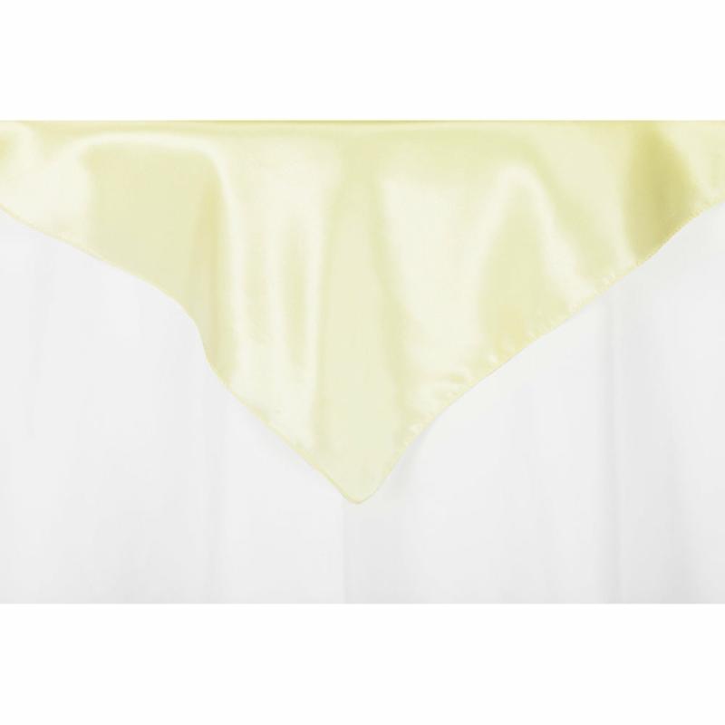 Table Overlay Toppers |   Square 54" Satin Table Overlay – Yellow Table Linens & Table Skirts Table Overlay Toppers