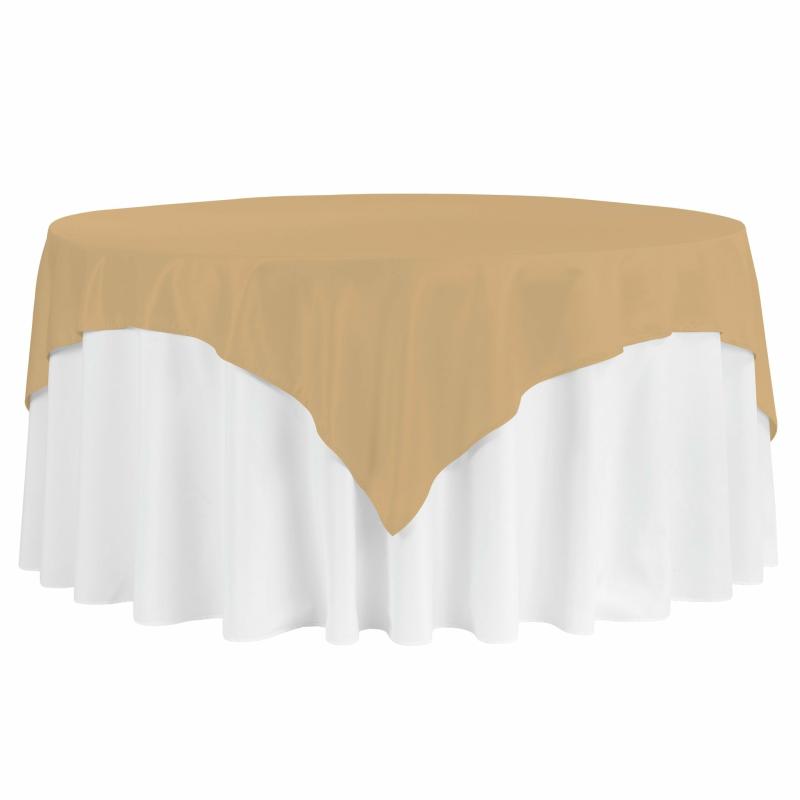 Table Overlay Toppers |   Square 72" Lamour Satin Table Overlay – Gold Antique Table Linens & Table Skirts Gold Antique