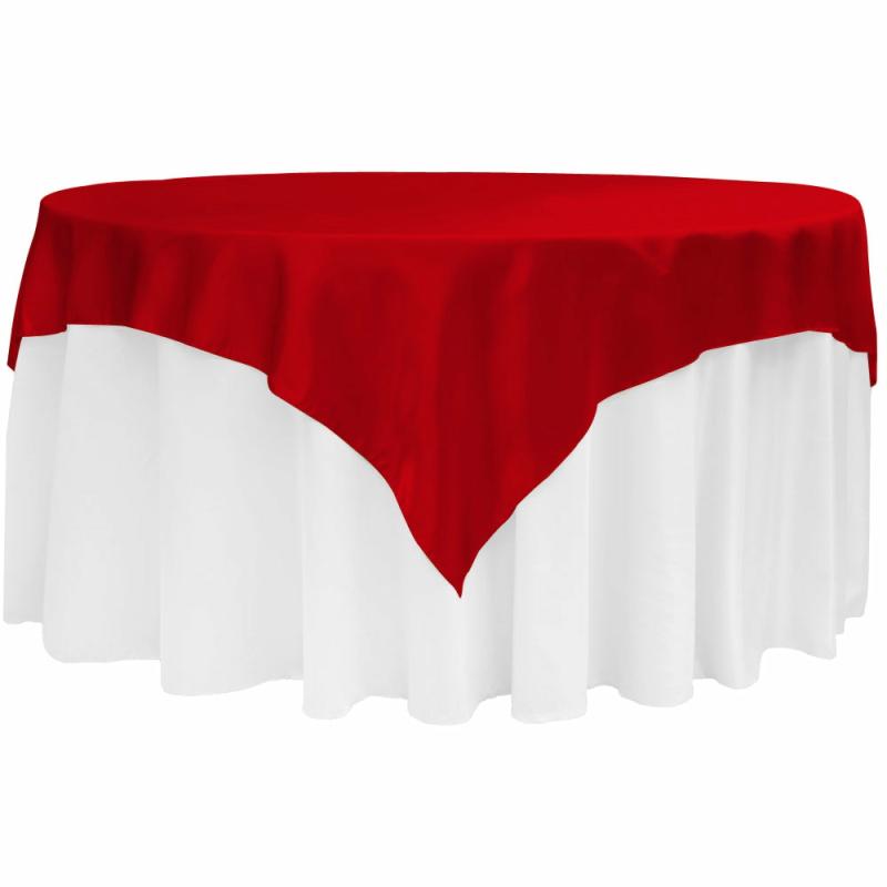 Table Overlay Toppers |   Square 72" Satin Table Overlay – Apple Red Table Linens & Table Skirts Apple Red