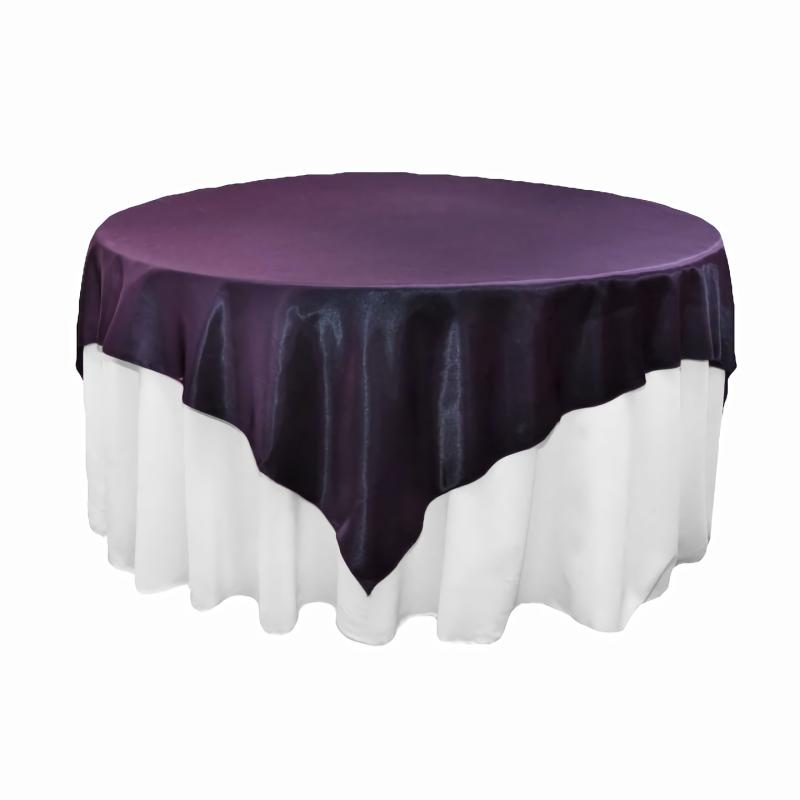 Table Overlay Toppers |   Square 72" Satin Table Overlay – Eggplant/Plum Table Linens & Table Skirts Eggplant,Plum