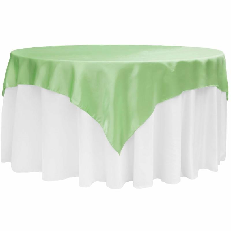 Table Overlay Toppers |   Square 72" Satin Table Overlay – Mint Green Table Linens & Table Skirts Mint Green