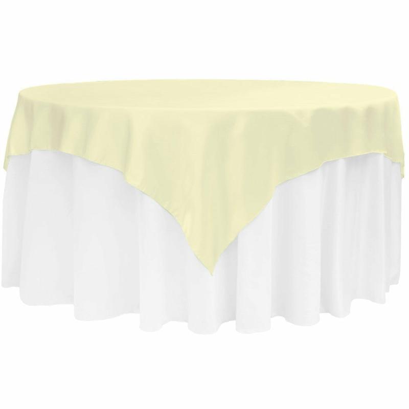 Table Overlay Toppers |   Square 72" Satin Table Overlay – Yellow Table Linens & Table Skirts Table Overlay Toppers