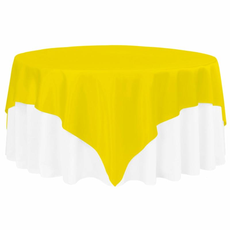 Table Overlay Toppers |   Square 90"X90" Satin Table Overlay – Canary Yellow (Bright Yellow) Table Linens & Table Skirts Canary Yellow