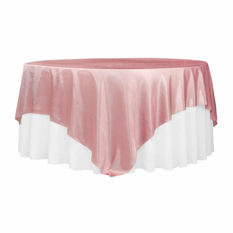 Table Overlay Toppers |   Square 90"X90" Satin Table Overlay – Dusty Rose/Mauve Table Linens & Table Skirts Dusty Rose,Mauve