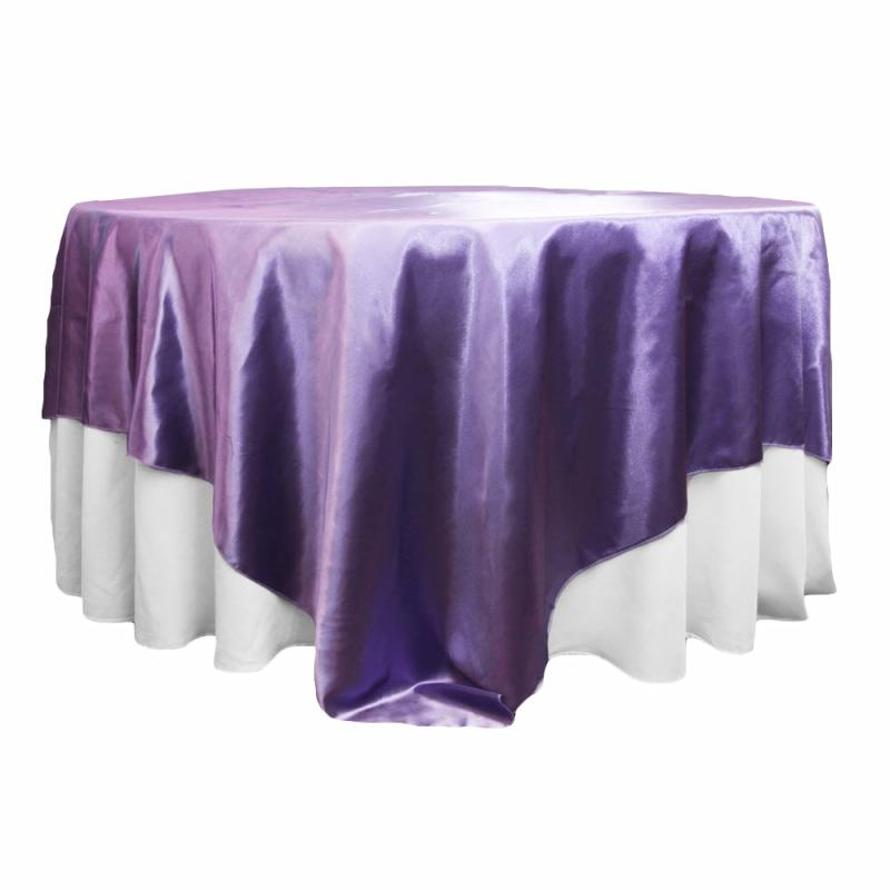 Table Overlay Toppers |   Square 90"X90" Satin Table Overlay – Victorian Lilac/Wisteria Table Linens & Table Skirts Table Overlay Toppers