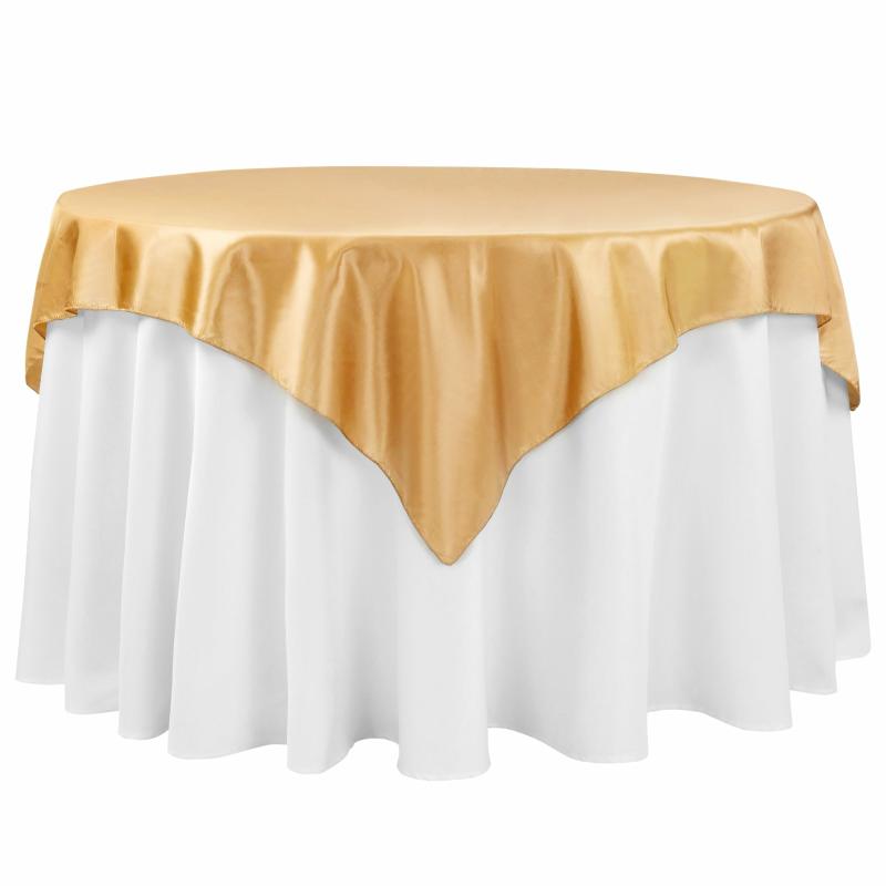 Table Overlay Toppers |   Taffeta Table Overlay Topper 54"X54" Square – Gold Table Linens & Table Skirts Gold