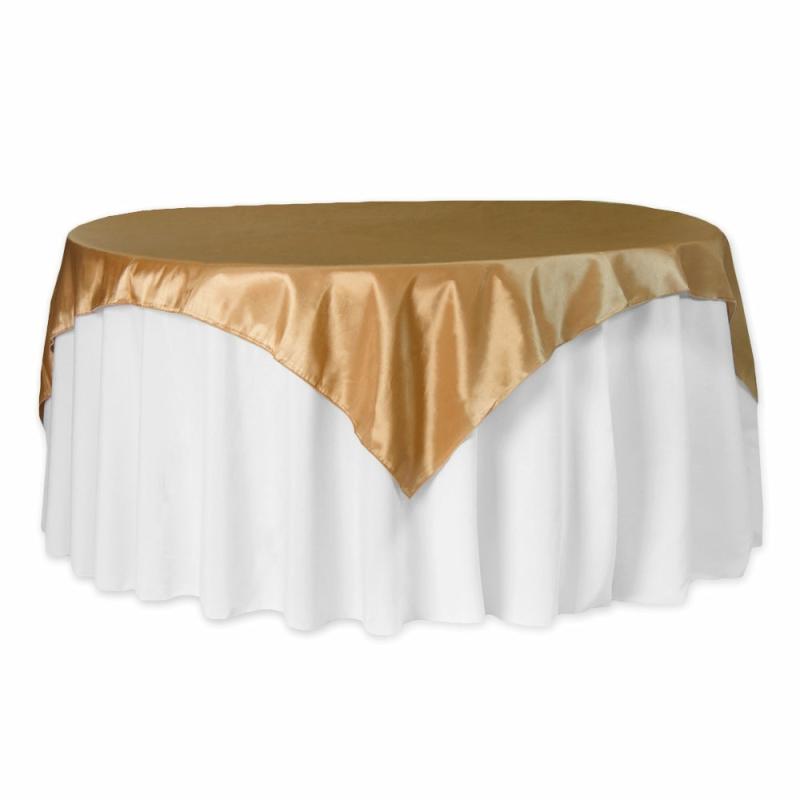 Table Overlay Toppers |   Taffeta Table Overlay Topper 72"X72" Square – Gold Table Linens & Table Skirts Gold