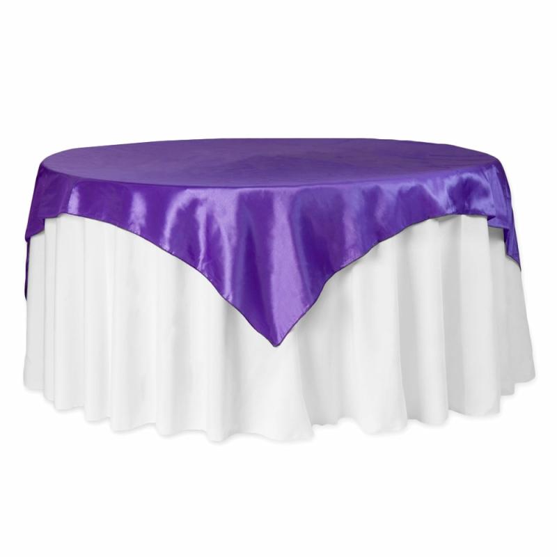 Table Overlay Toppers |   Taffeta Table Overlay Topper 72"X72" Square – Purple Table Linens & Table Skirts Purple