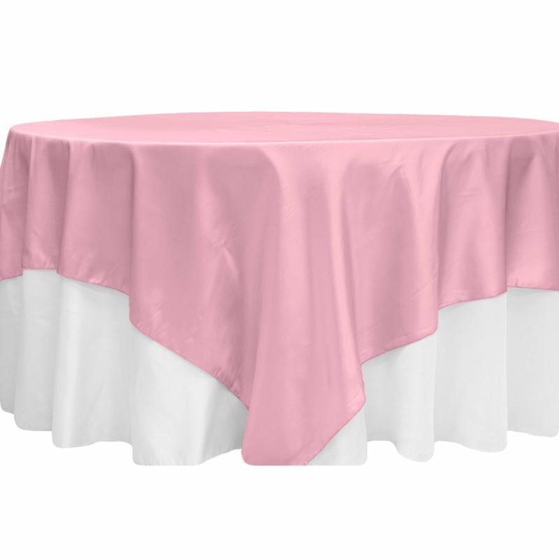 Table Overlay Toppers |   Taffeta Table Overlay Topper 90"X90" Square – Pink Table Linens & Table Skirts Pink