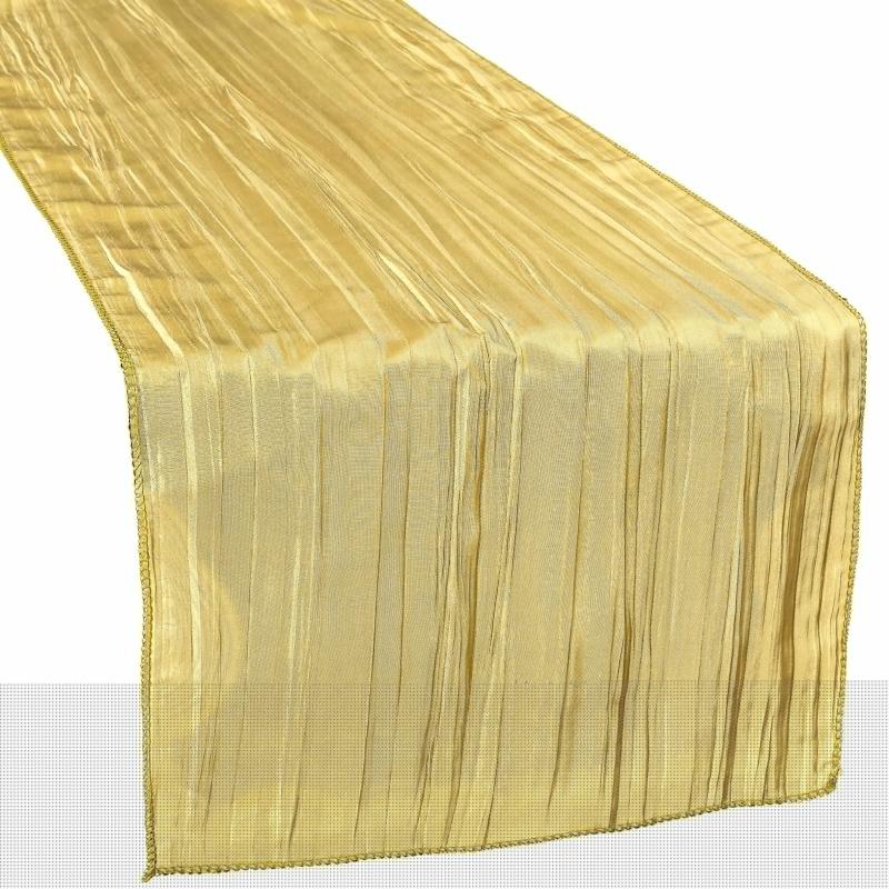 Table Runners |   Accordion Crinkle Taffeta Table Runner – Gold Table Linens & Table Skirts Gold