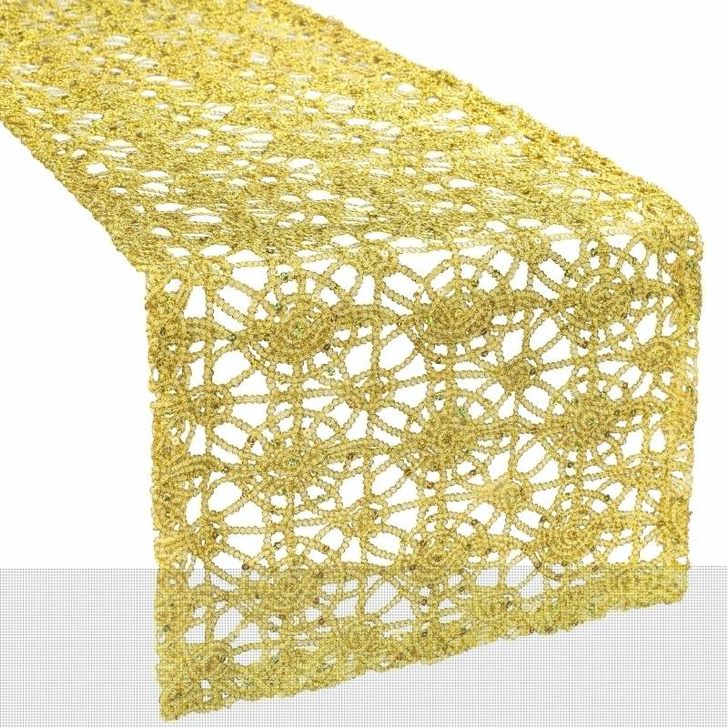 Table Runners |   Chemical Lace Table Runner – Gold Table Linens & Table Skirts Gold