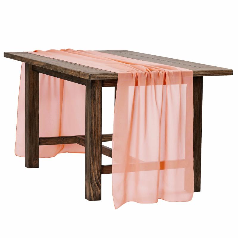 Table Runners |   Chiffon Wedding Table Runner 10Ft X 27" – Coral Table Linens & Table Skirts Coral