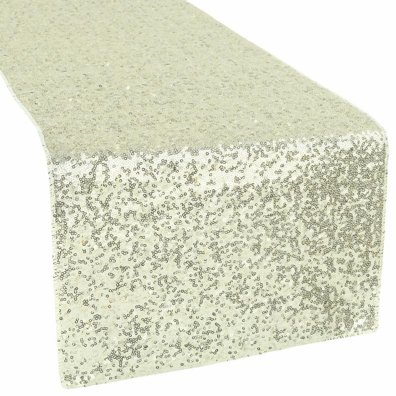 Table Runners |   Glitz Sequin Table Runner – Ivory Table Linens & Table Skirts Ivory