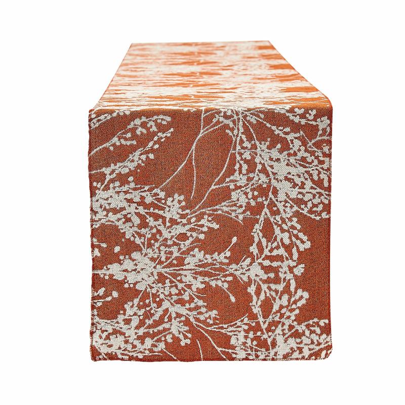 Table Runners |   Leaf Branch Reversible Jacquard Table Runner – Rust Table Linens & Table Skirts Rust