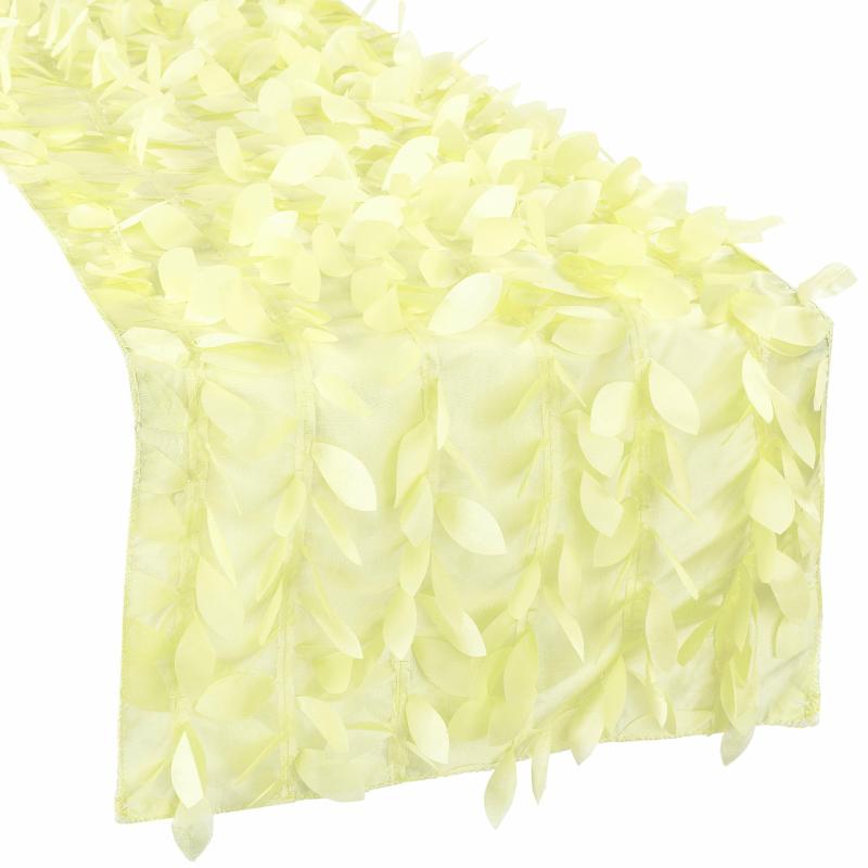 Table Runners |   Leaf Petal Taffeta Table Runner – Yellow Table Linens & Table Skirts Table Runners