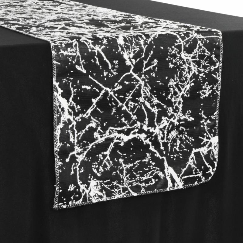 Table Runners |   Marble Reversible Jacquard Table Runner – Black Table Linens & Table Skirts Black