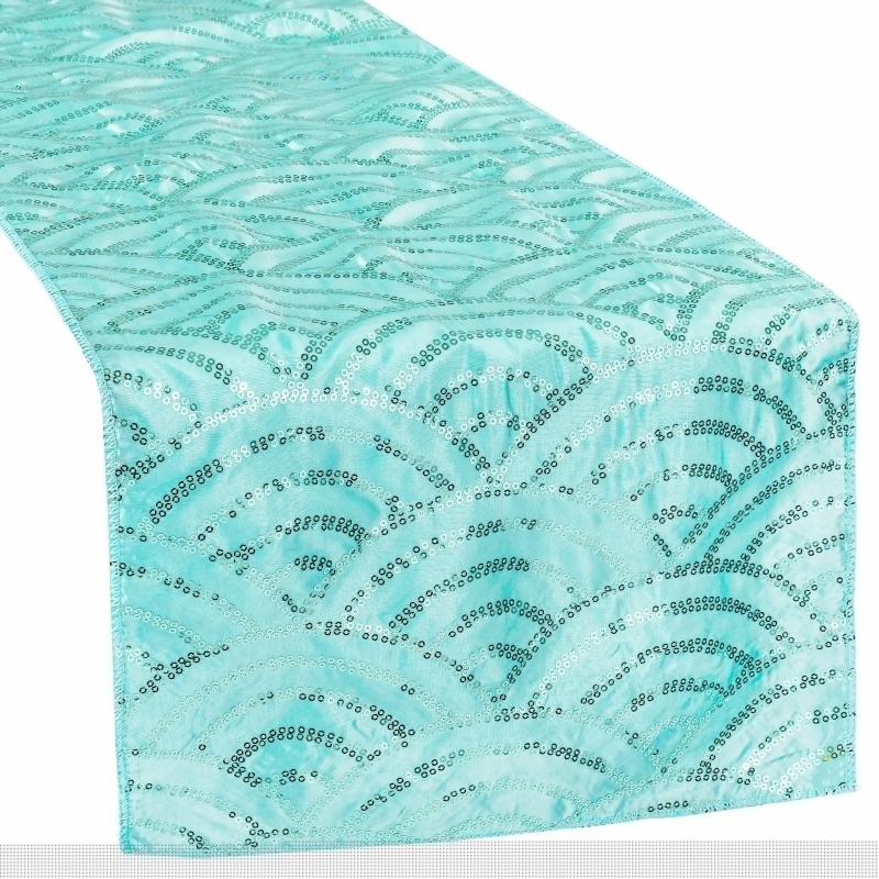 Table Runners |   Mermaid Scale Sequin Table Runner – Turquoise Table Linens & Table Skirts Table Runners