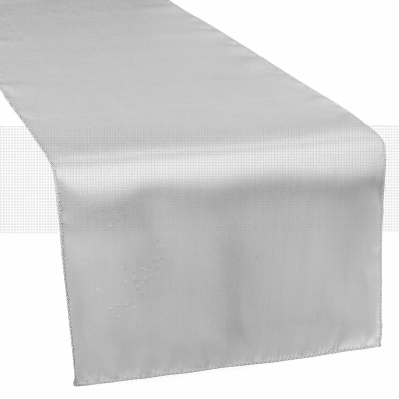 Table Runners |   Satin Table Runner – Silver Table Linens & Table Skirts Silver