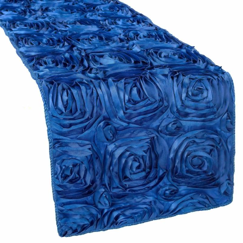 Table Runners |   Wedding Rosette Satin Table Runner – Royal Blue Table Linens & Table Skirts Royal Blue