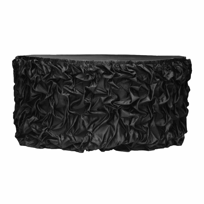 Table Skirts & Table Clips |   14Ft Gathered Lamour Satin Table Skirt – Black Table Linens & Table Skirts Black