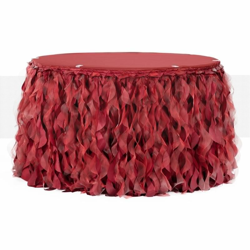 Table Skirts & Table Clips |   Curly Willow 14Ft Table Skirt – Apple Red Table Linens & Table Skirts Apple Red