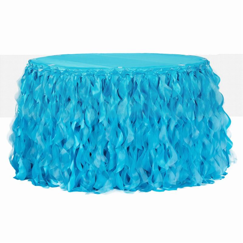 Table Skirts & Table Clips |   Curly Willow 14Ft Table Skirt – Aqua Blue Table Linens & Table Skirts Aqua Blue