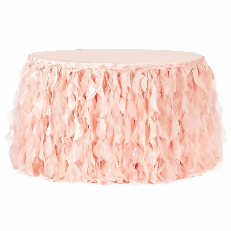 Table Skirts & Table Clips |   Curly Willow 14Ft Table Skirt – Blush/Rose Gold Table Linens & Table Skirts Blush,Rose Gold