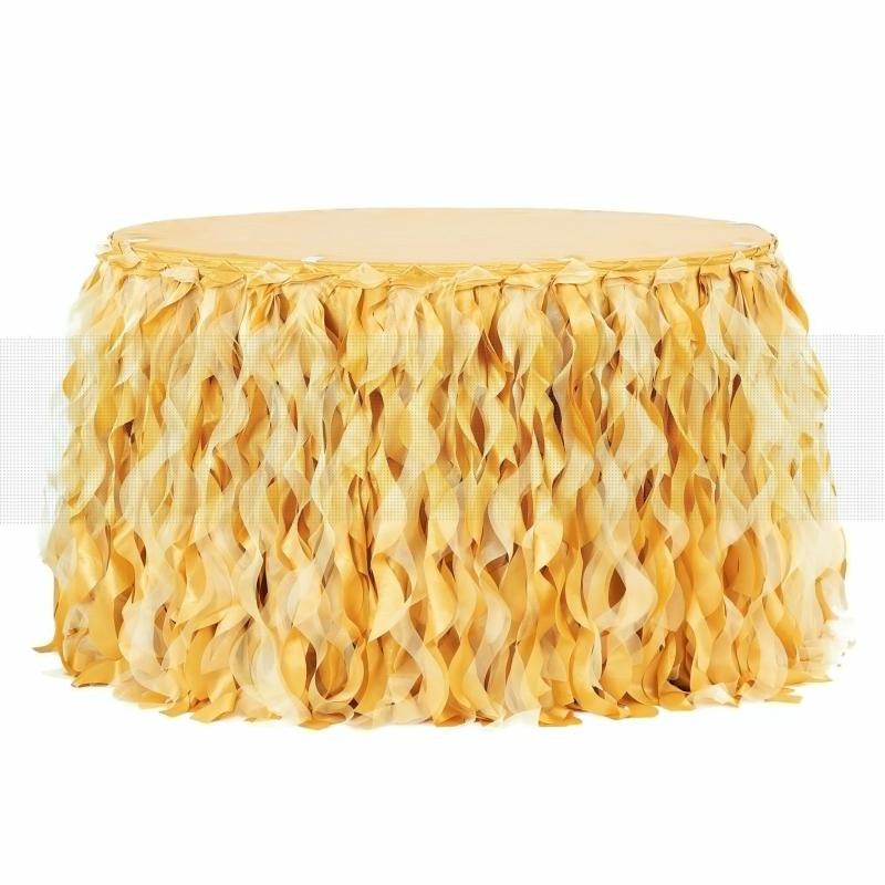 Table Skirts & Table Clips |   Curly Willow 14Ft Table Skirt – Bright Gold Table Linens & Table Skirts Bright Gold