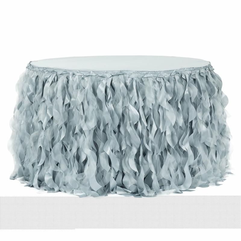 Table Skirts & Table Clips |   Curly Willow 14Ft Table Skirt – Dusty Blue Table Linens & Table Skirts Dusty Blue