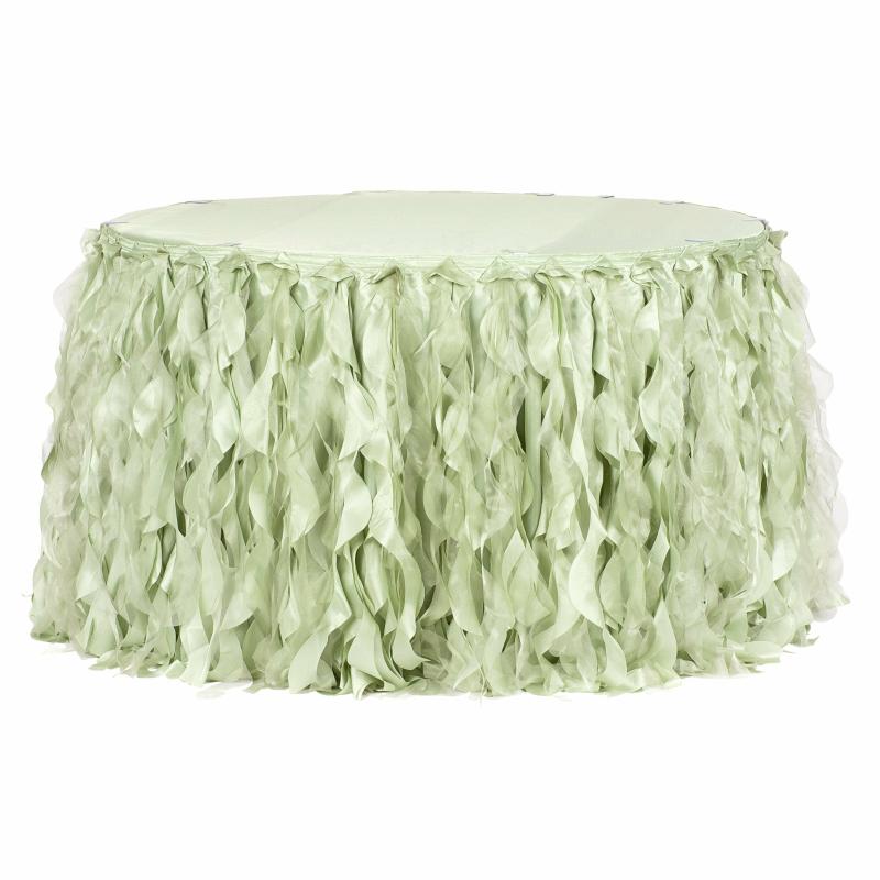 Table Skirts & Table Clips |   Curly Willow 14Ft Table Skirt – Sage Green Table Linens & Table Skirts Sage Green