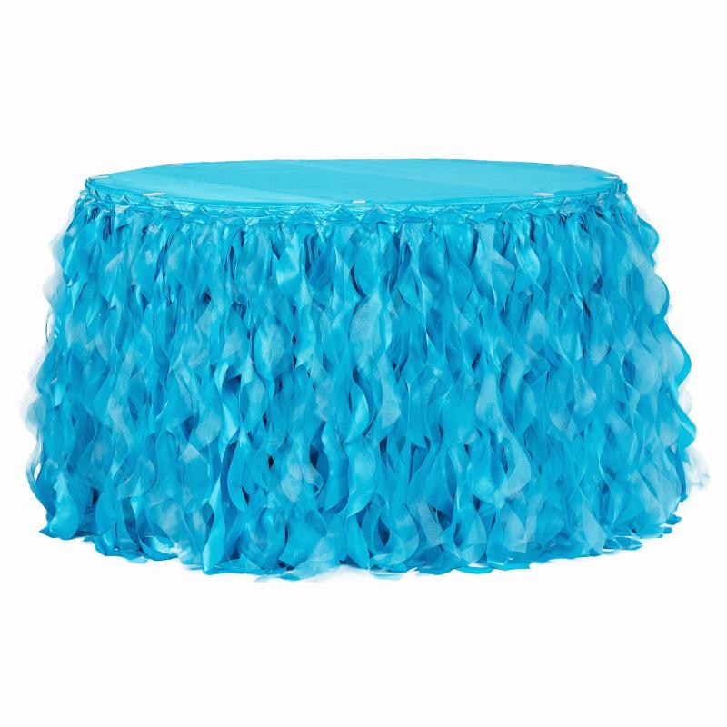 Table Skirts & Table Clips |   Curly Willow 17Ft Table Skirt – Aqua Blue Table Linens & Table Skirts Aqua Blue