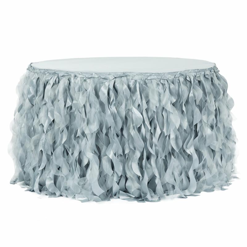 Table Skirts & Table Clips |   Curly Willow 17Ft Table Skirt – Dusty Blue Table Linens & Table Skirts Dusty Blue