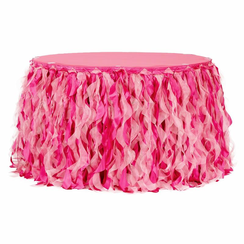 Table Skirts & Table Clips |   Curly Willow 17Ft Table Skirt – Fuchsia Table Linens & Table Skirts Fuchsia