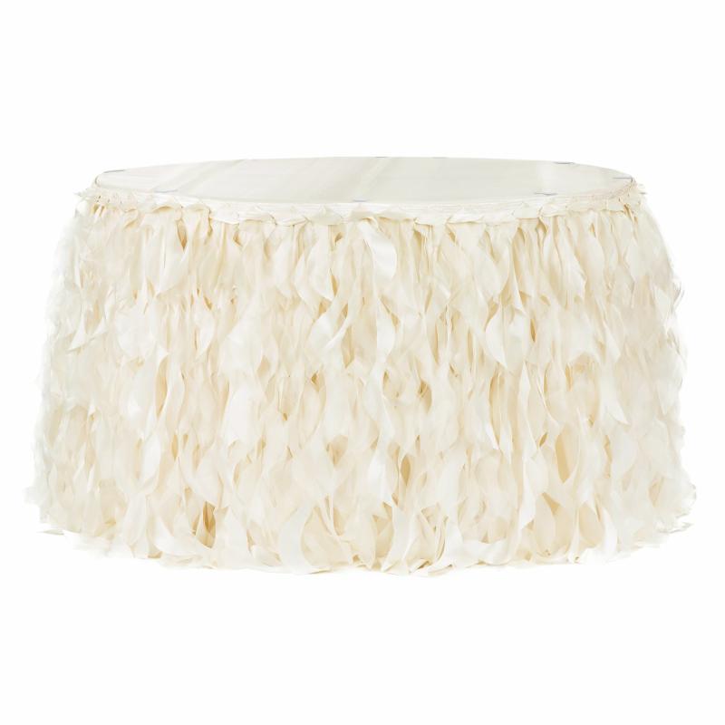 Table Skirts & Table Clips |   Curly Willow 17Ft Table Skirt – Ivory Table Linens & Table Skirts Ivory