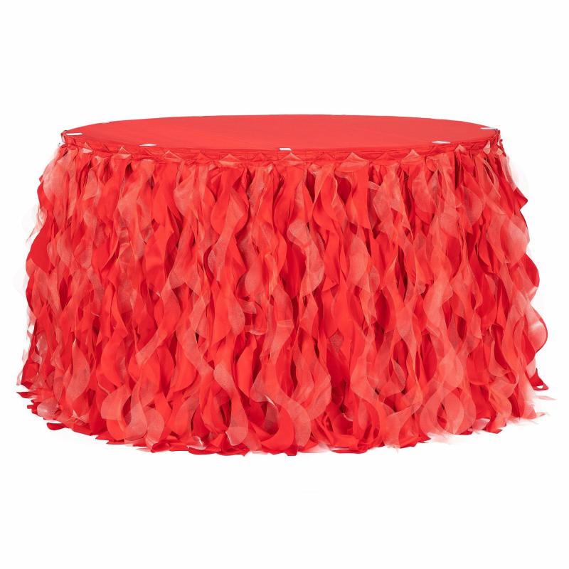 Table Skirts & Table Clips |   Curly Willow 17Ft Table Skirt – Red Table Linens & Table Skirts Red