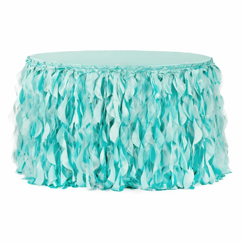 Table Skirts & Table Clips |   Curly Willow 17Ft Table Skirt – Turquoise Table Linens & Table Skirts Table Skirts & Table Clips