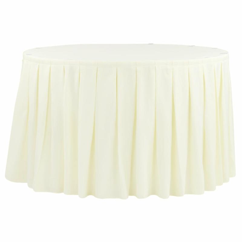 Table Skirts & Table Clips |   Polyester 14Ft Table Skirt – Ivory Table Linens & Table Skirts Ivory