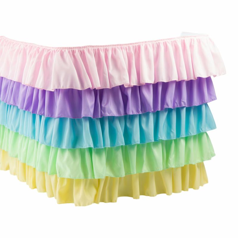 Table Skirts & Table Clips |   Ruffled 5 Tier Pastel Rainbow Table Skirt 17Ft Polyester Table Linens & Table Skirts Multicolor