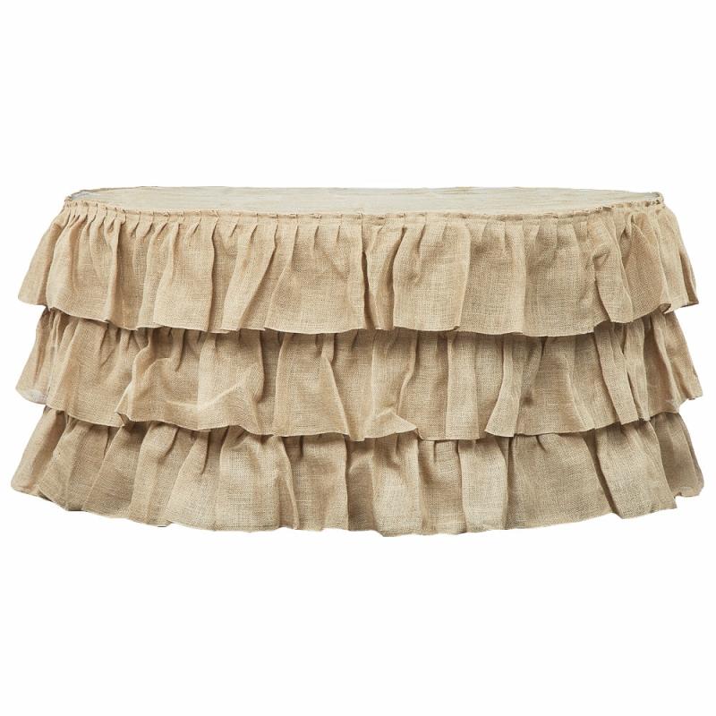 Table Skirts & Table Clips |   Three Tier Ruffled Burlap Table Skirt 14 Ft – Natural Table Linens & Table Skirts Natural