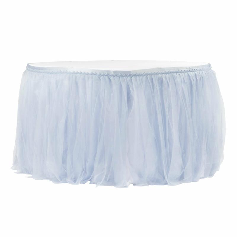 Table Skirts & Table Clips |   Tulle Tutu 14Ft Table Skirt – Dusty Blue Table Linens & Table Skirts Dusty Blue