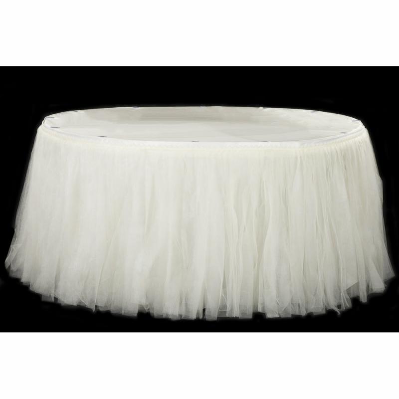 Table Skirts & Table Clips |   Tulle Tutu 14Ft Table Skirt – Ivory Table Linens & Table Skirts Ivory