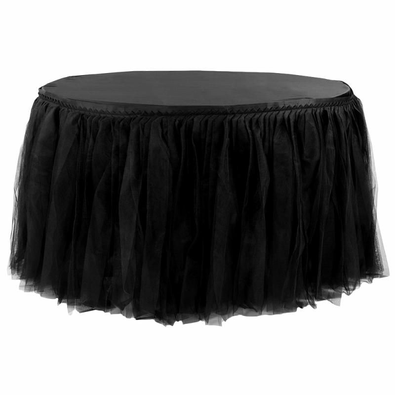 Table Skirts & Table Clips |   Tulle Tutu 17Ft Table Skirt – Black Table Linens & Table Skirts Black