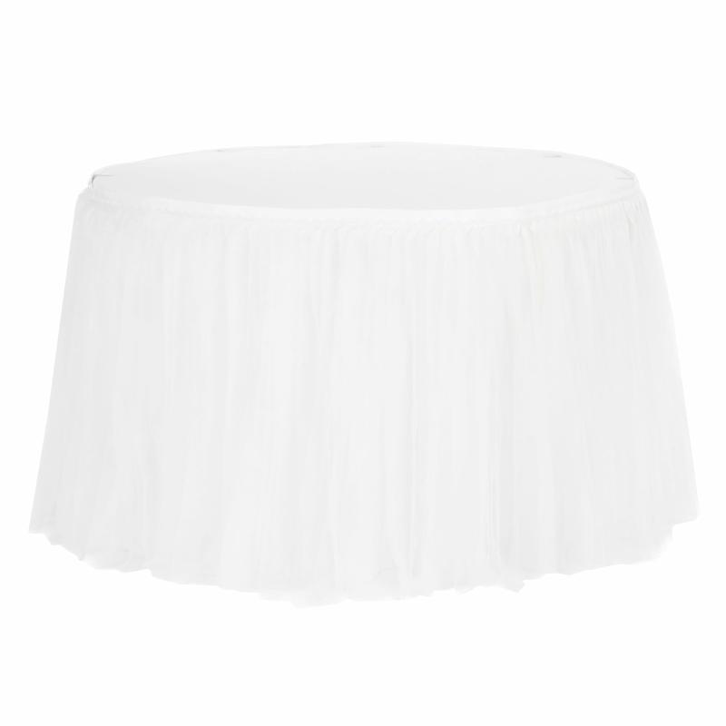 Table Skirts & Table Clips |   Tulle Tutu 17Ft Table Skirt – White Table Linens & Table Skirts Table Skirts & Table Clips